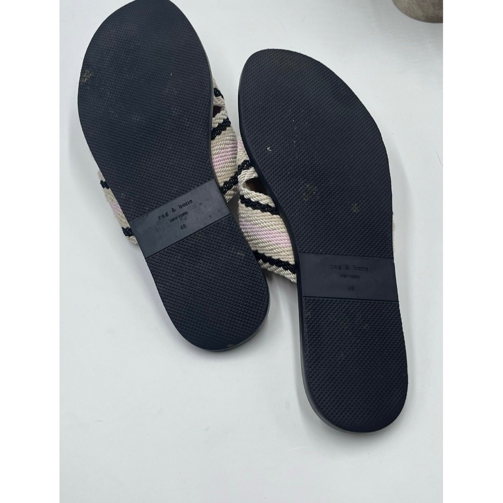 Rag & Bone Keaton Pink Cream Black Woven Crisscross Slide Sandals Sz 40/10 - Picture 5 of 10